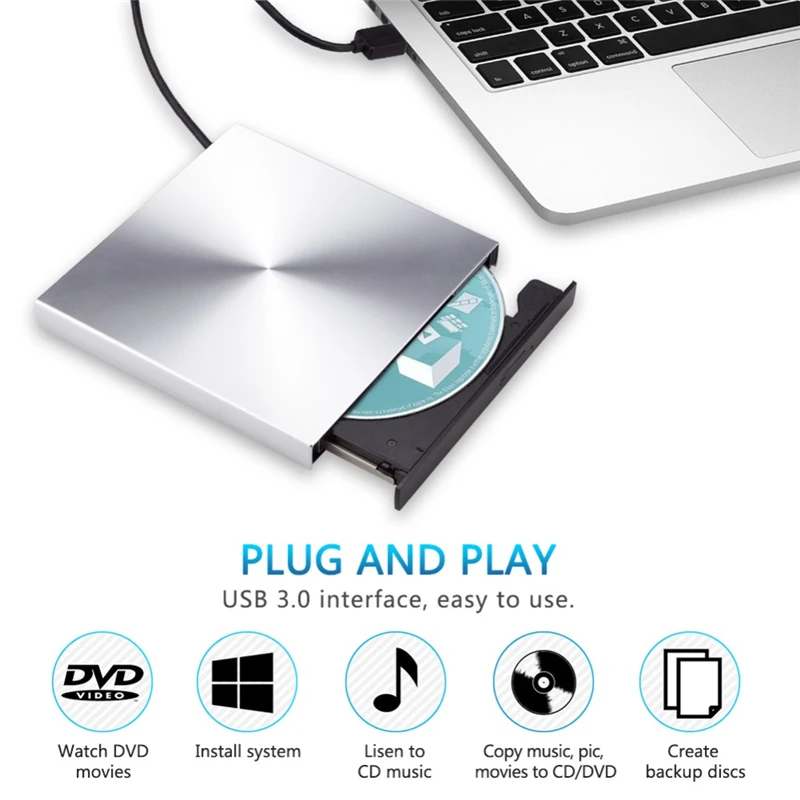 USB 3.0 Aliaj de Aluminiu Extern, DVD-Writer Writer Recorder CD-ROM Player Slim Portable Unitate Optica Pentru Laptop PC cu Windows