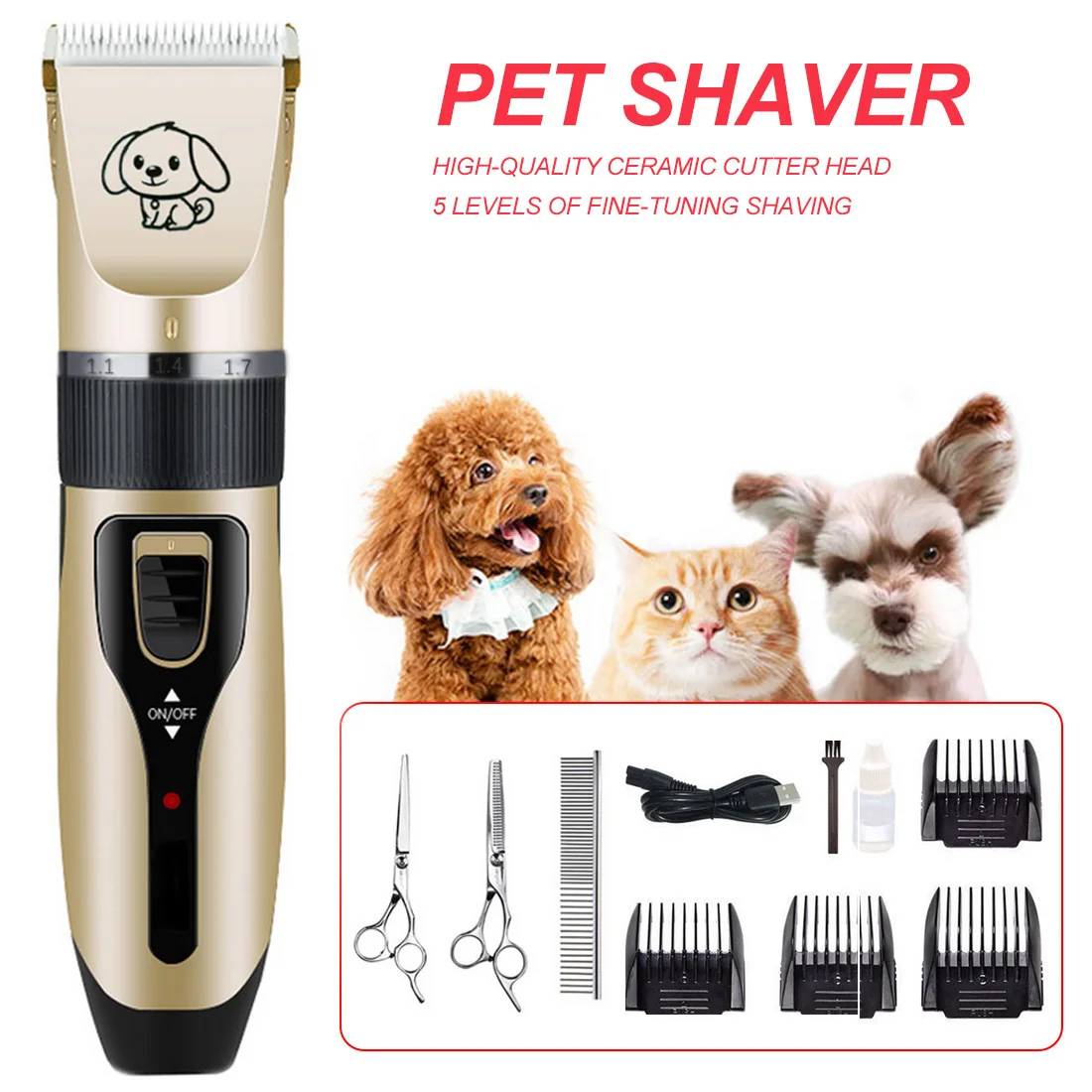 Reîncărcabilă Pet Hair Clipper Remover Cutter Îngrijire Pisică Câine Tuns Low-zgomot Electric Animale de companie de Păr Tăiat Mașină