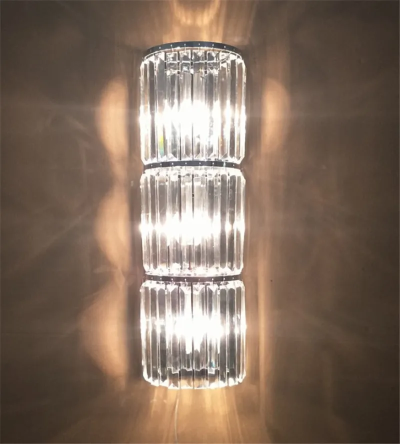 Zid lung de Iluminat Moderne de Cristal Tranșee de Perete Aur Ramă de Argint Timp de Cristal Lampă cu led-uri Lumina de Perete Dormitor Cristal Lămpi de Perete