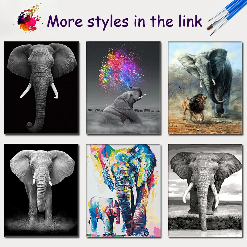 SDOYUNO Pictură în Ulei De Numere Elefant Animale DIY 60x75cm Fara rama Decor Acasă Digital Pictura pe panza Pentru Cadou Unic