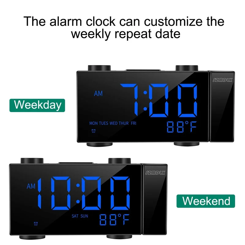 LED, Radio FM, Ceas cu Alarmă Digital cu Timp de Proiectie Ceas de Birou Amânare Funcție de Afișare a Temperaturii de Încărcare USB de Fundal Ceas de Masa