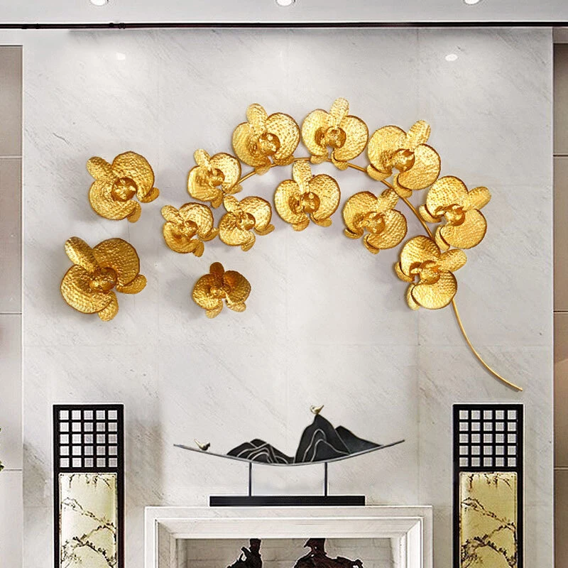Moderne, Creative 3D din Fier Forjat Aur Magnolia Meserii Restaurant Decorare Perete Ornament Canapea Acasă de Fundal pictura Murala de Perete Autocolant