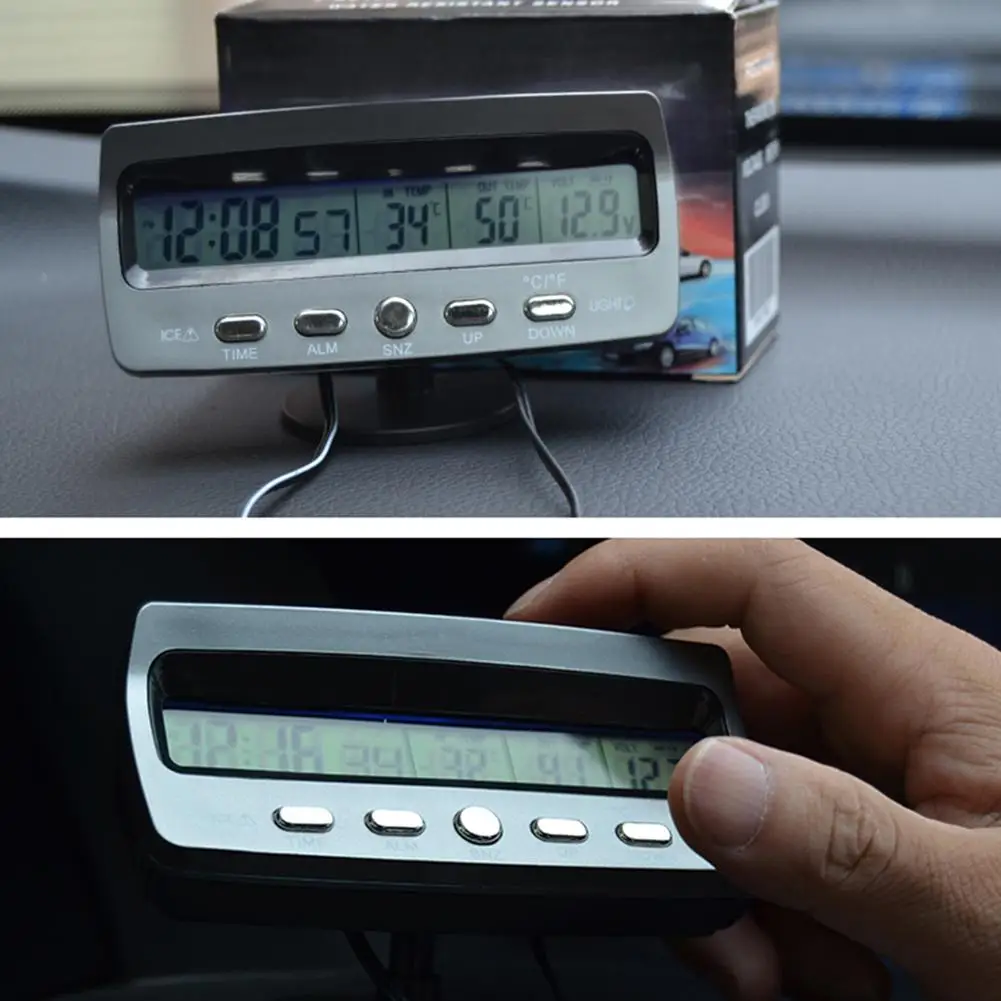 Nou Tip 3-in-1 Multi-funcțional, Mașină de Ceas Interior Exterior Termometru Voltmetru ABS Material Ceas Cu Display LCD cu iluminare din spate