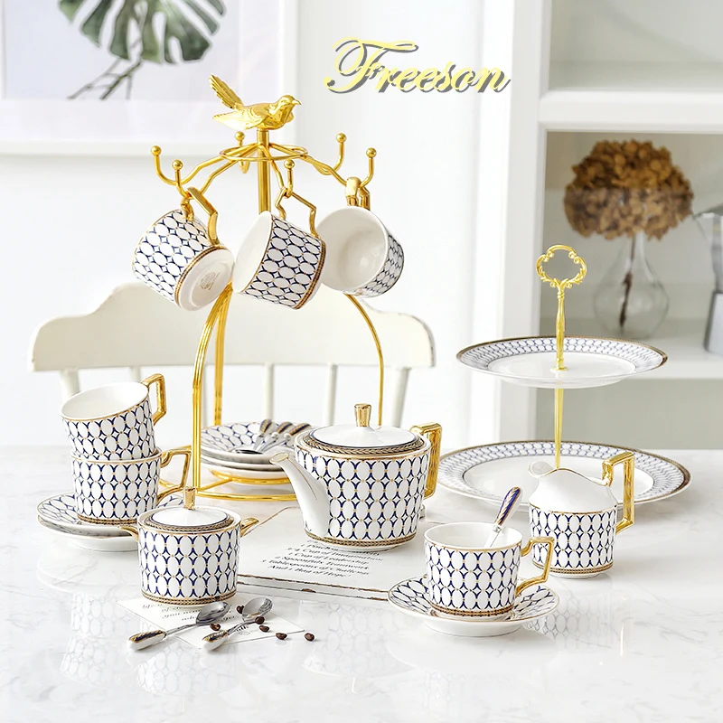 Nordic Bone China Set De Cafea Încrustate În Aur, Portelan Set De Ceai De Lux Oală Cup Ceramice Avansate Cană De Zahăr Castron Frisca Ceainic Ulcior De Lapte