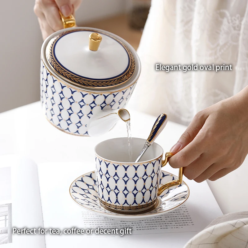 Nordic Bone China Set De Cafea Încrustate În Aur, Portelan Set De Ceai De Lux Oală Cup Ceramice Avansate Cană De Zahăr Castron Frisca Ceainic Ulcior De Lapte