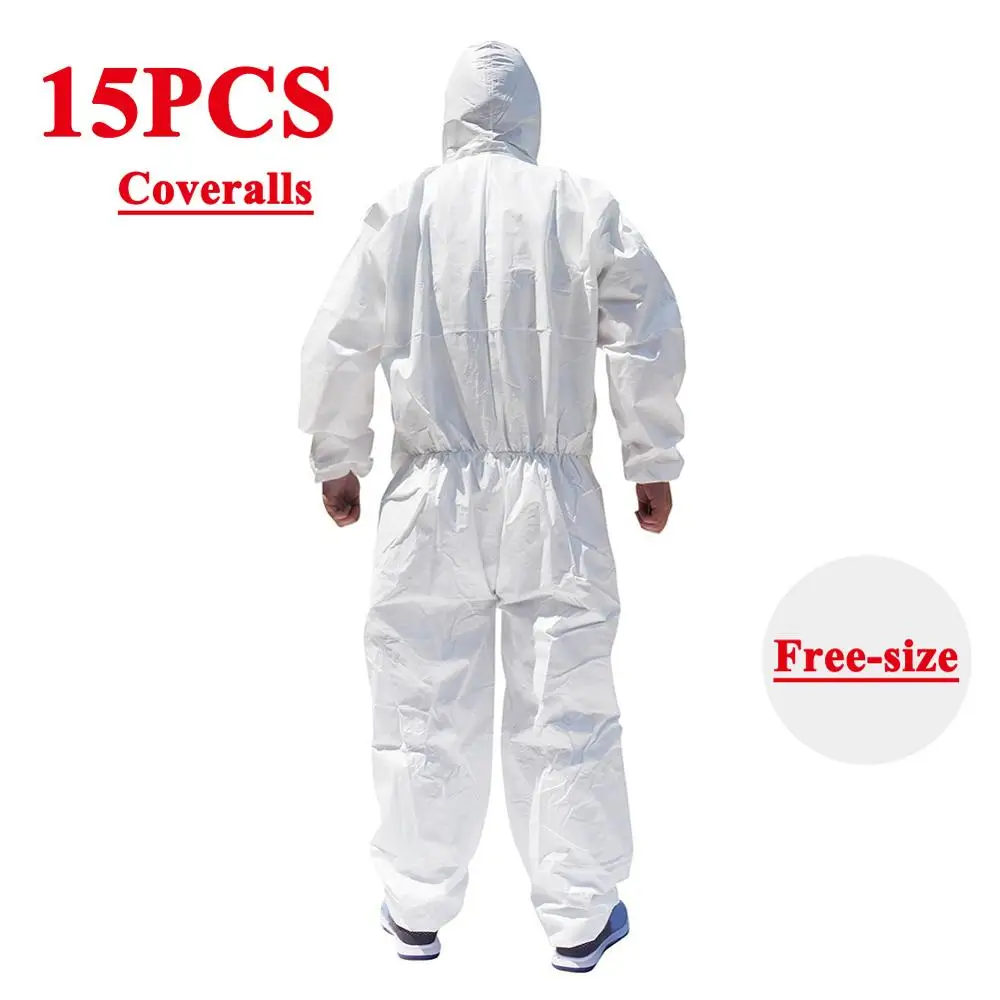 15BUC de Unică folosință Hanorace Salopeta Salopeta Rochie de Praf-dovada Izolare Haine Muncii PPE Costum de Protecție de Securitate cu Gluga Îmbrăcăminte