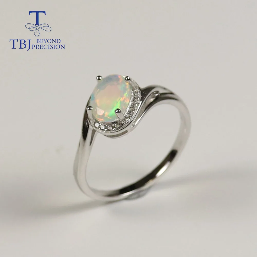 Inel cu Opal natural piatră prețioasă ovală 6*8mm cu argint 925 design simplu bijuterii fine pentru femei Nuntă poarte frumos cadou TBJ
