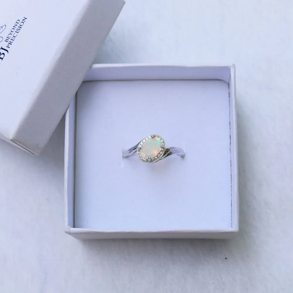 Inel cu Opal natural piatră prețioasă ovală 6*8mm cu argint 925 design simplu bijuterii fine pentru femei Nuntă poarte frumos cadou TBJ