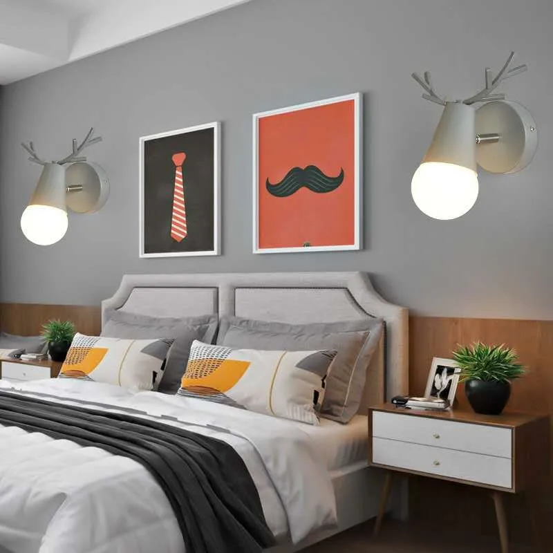 LED Coarne Lampă de Perete din Lemn Colorat Nordic Epocă Modernă Mansardă Cameră pentru Copii Dormitor Salon Noptiera Scara Acasă Lumini