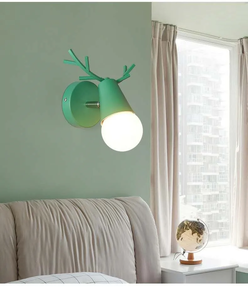 LED Coarne Lampă de Perete din Lemn Colorat Nordic Epocă Modernă Mansardă Cameră pentru Copii Dormitor Salon Noptiera Scara Acasă Lumini