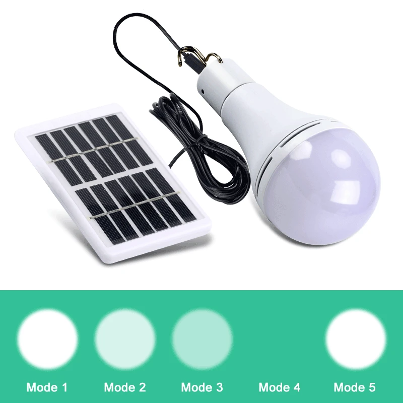 Portabil 5 Moduri de Schimbătoare Solare Bec 7W 9W în aer liber Panou Solar Lumină USB Reîncărcabilă Cort de Camping Bec