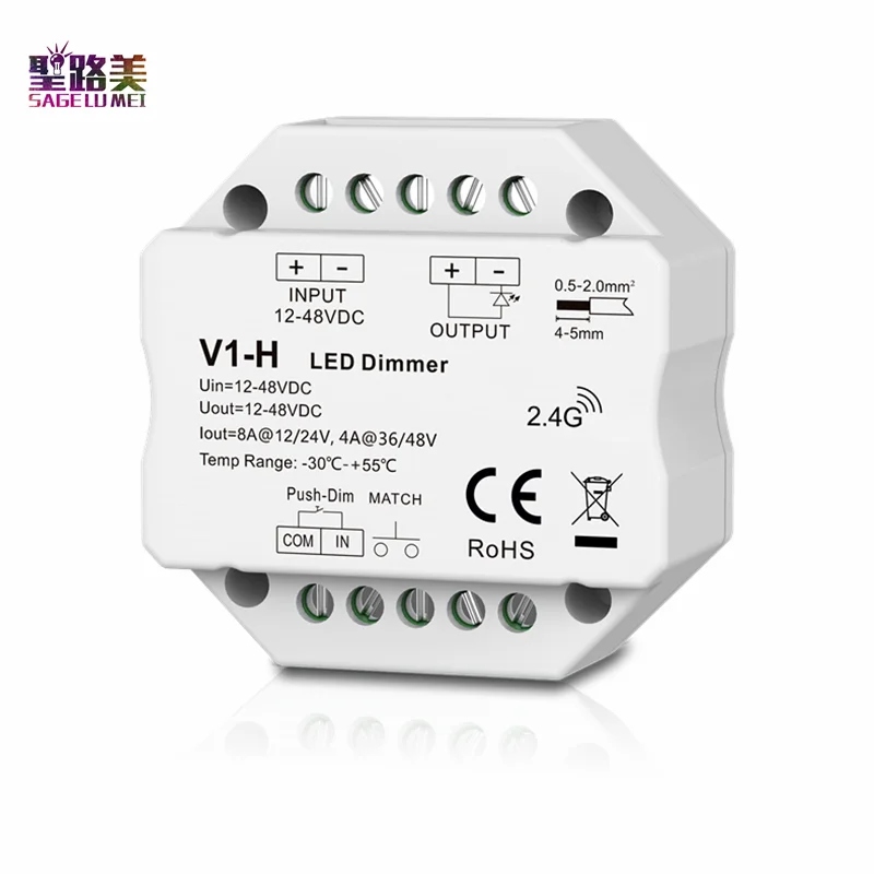 V1-H 12-48VDC 24V 36V 96W/192W/144W/192W Singură Culoare LED Dimmer Pas-mai puțin de atenuare /Push Dim Controler Pentru benzi cu LED-uri Lumina