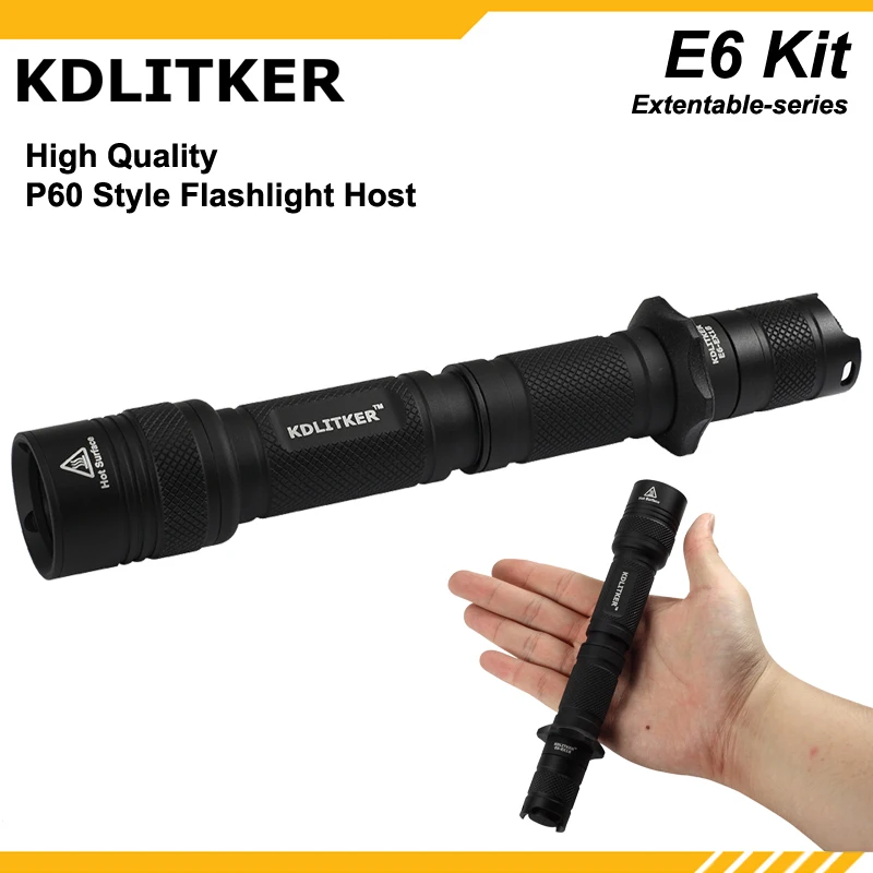 KDLITKER E6 / păstrăm e6 P60 Lanterna Host - Negru