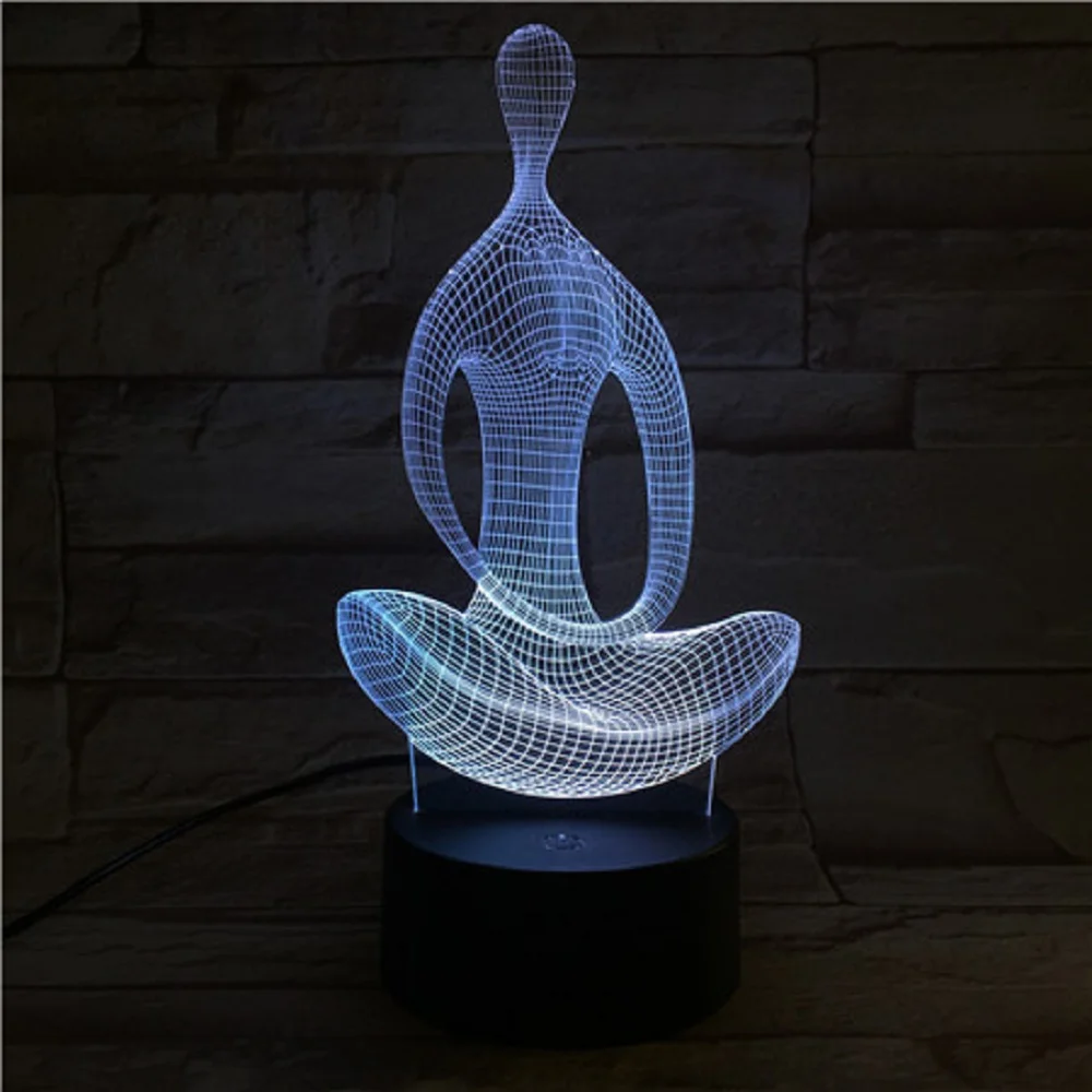 3D LED USB Novetly Acasă de Iluminat Decorative Meditație Yoga Atmosfera Dormitor Noptieră Lumina de Noapte Multicolore Lampa de Masa Cadouri