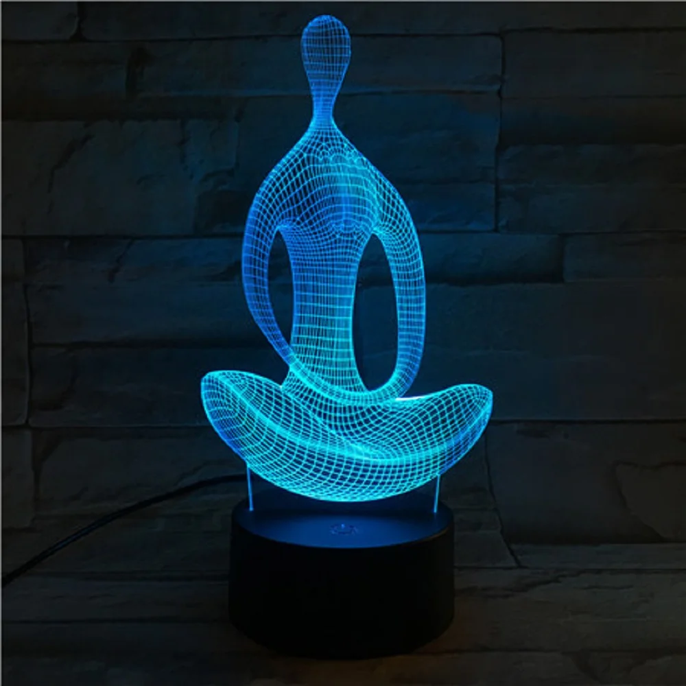 3D LED USB Novetly Acasă de Iluminat Decorative Meditație Yoga Atmosfera Dormitor Noptieră Lumina de Noapte Multicolore Lampa de Masa Cadouri