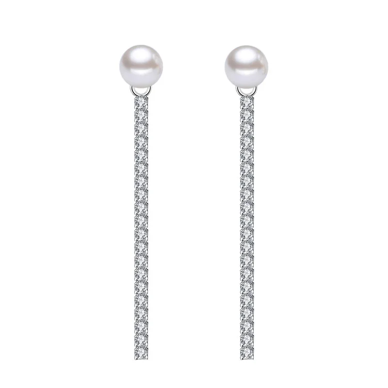 Argint 925 moda strălucitoare de cristal pearl bijuterii doamnelor'stud cercei cadou en-gros Anti alergie ieftine