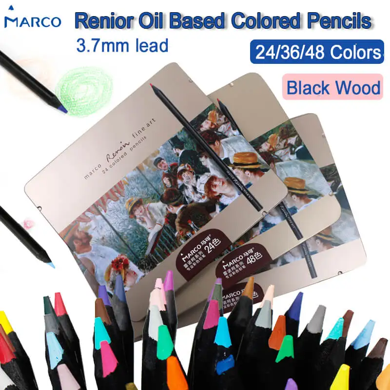 Marco 3200 Renoir pe bază de Ulei de Culoare Creion din Lemn Negru Polychromos Profesionale de Artă Desen Creioane cu Cutia de Artă