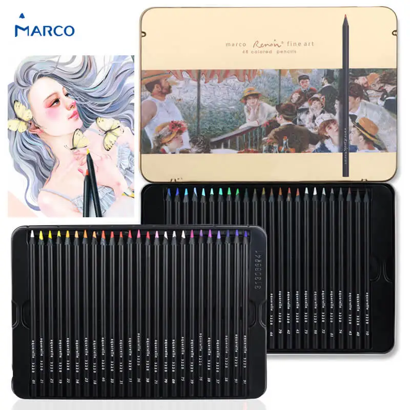 Marco 3200 Renoir pe bază de Ulei de Culoare Creion din Lemn Negru Polychromos Profesionale de Artă Desen Creioane cu Cutia de Artă