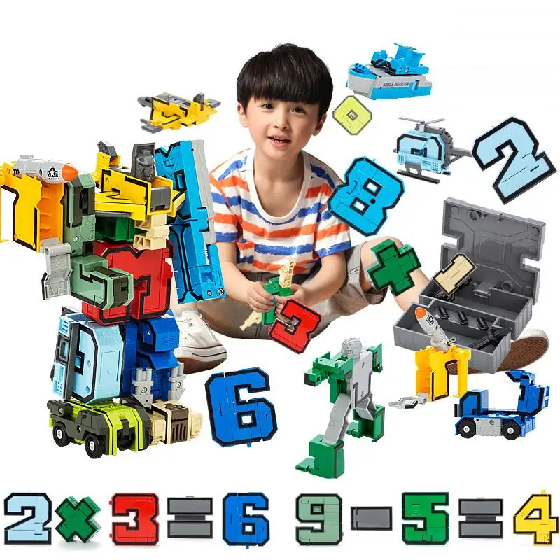 15buc/set Digital DIY Blocuri de Asamblare Deformare Robot Numărul de Transformare Matematica Litere Montessori Jucarii Educative
