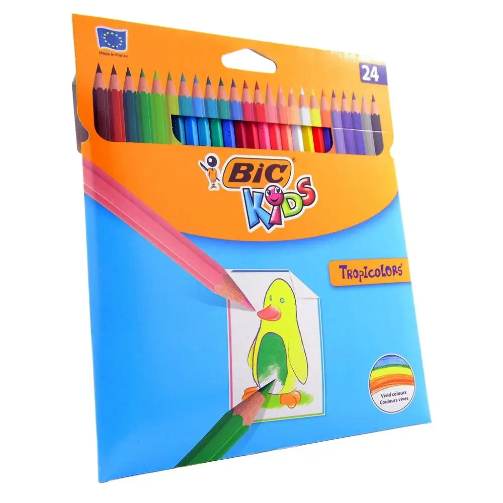 BIC Kids Tropicolors de Colorat Creioane - Culori Asortate, 24 de Portofel