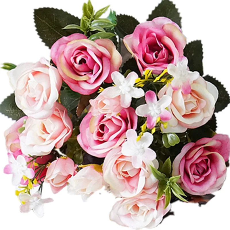 Mătase Faux Bujor Flori Buchet de Nunta de Decorare Roz Frumos Mini Rose Flori False de Decor pentru Casa
