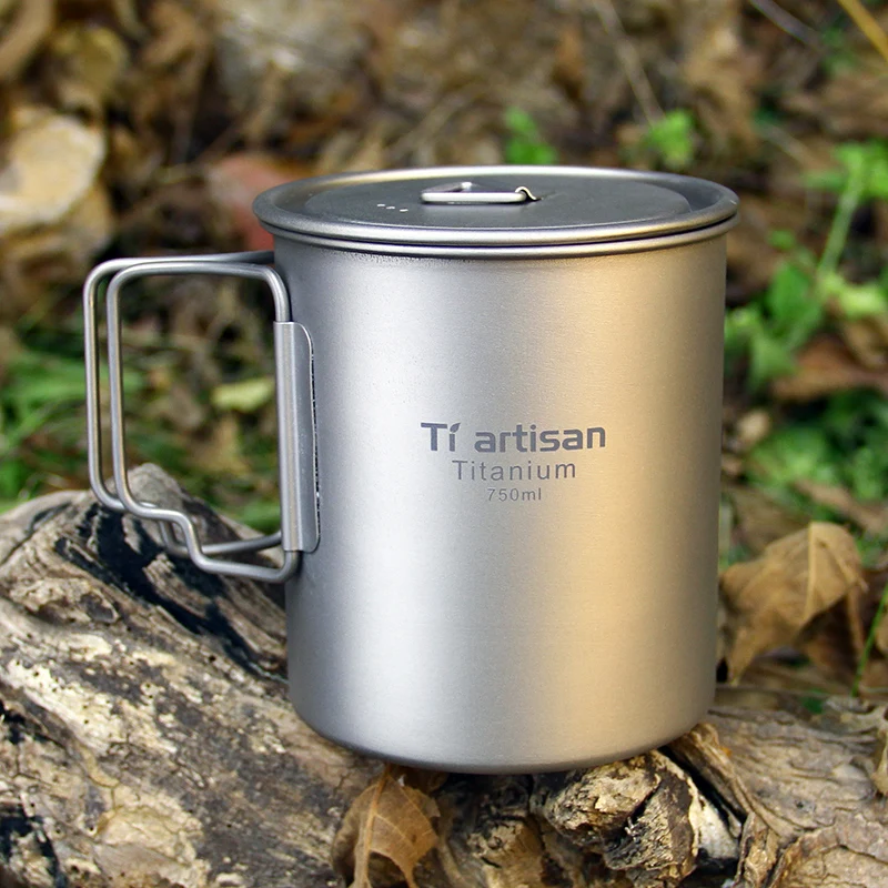 Tiartisan Titan Cupa 750ml Home & Garden Ultralight Cana de Cafea de Mâner Pliabil Sport Oală cu Capac