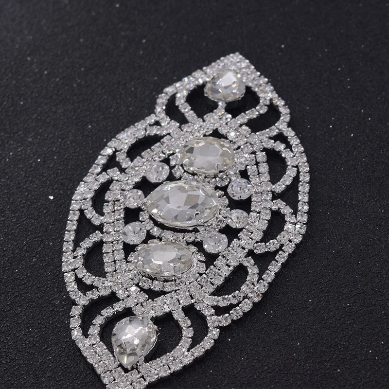 10buc 6*11.3 cm strălucitoare de cristal glassRhinestones aplici pentru rochie de mireasa curea femei Bijuterii accesorii coase pe silver decor