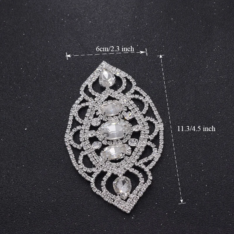 10buc 6*11.3 cm strălucitoare de cristal glassRhinestones aplici pentru rochie de mireasa curea femei Bijuterii accesorii coase pe silver decor