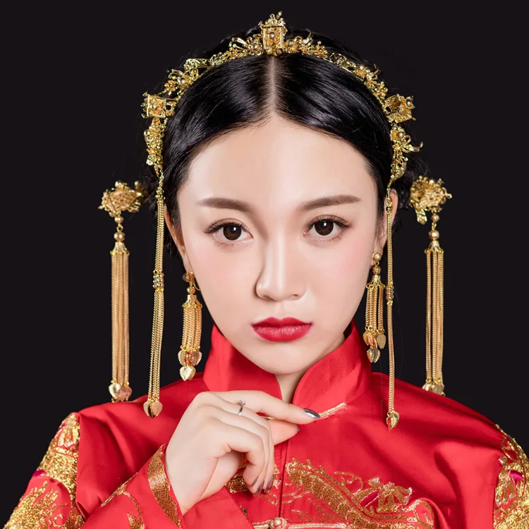 Chineză stil retro ciucure Phoenix coronet coroana de Mireasă Cap purta Noua de păr de Nunta de Decorare costum accesorii