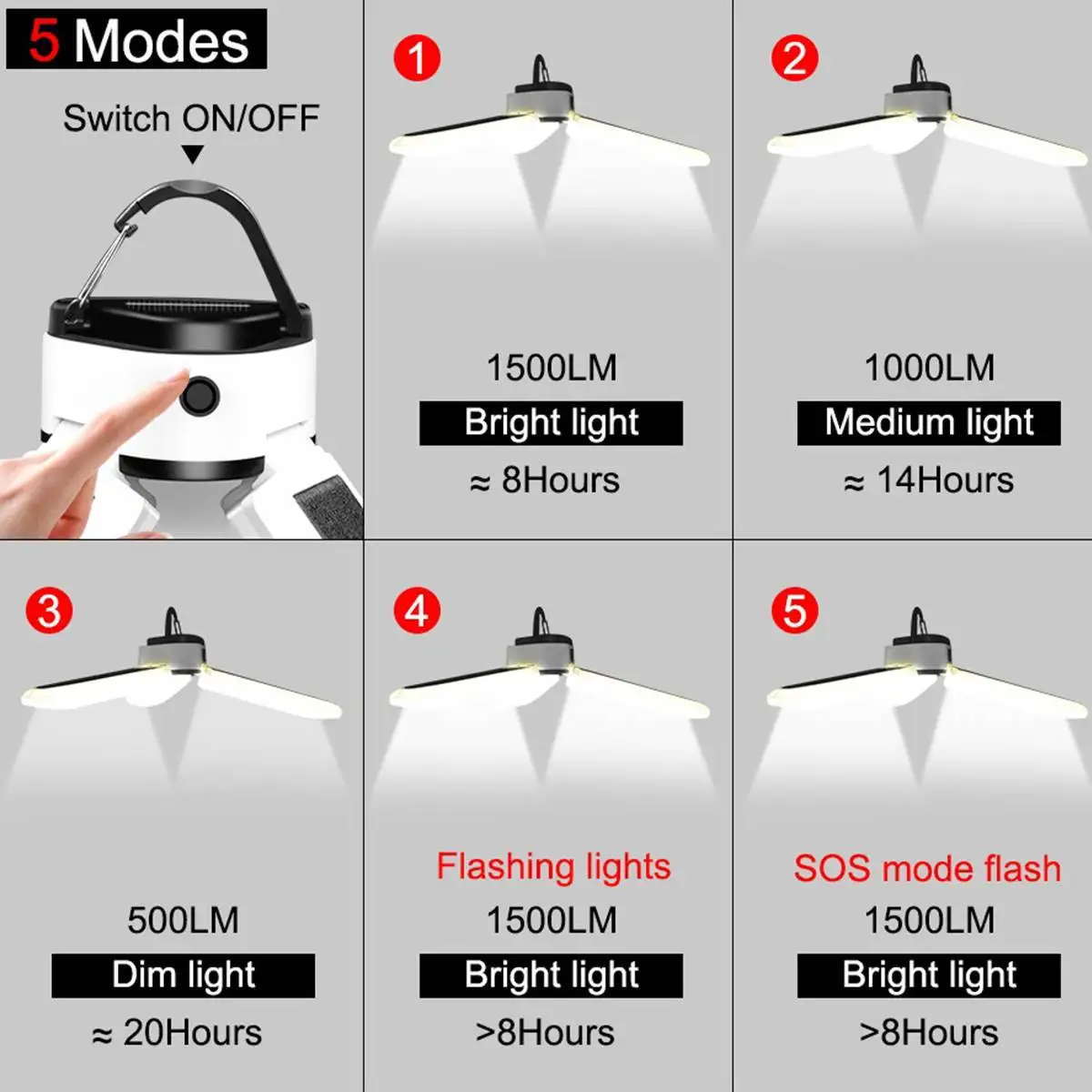 60 Led-Uri De Camping Luminii Solare Portabile Lanterne Pliat Magnet Lampa Camping Reincarcabila Impermeabil Pentru Trailer-Ul Creatininei Lumina