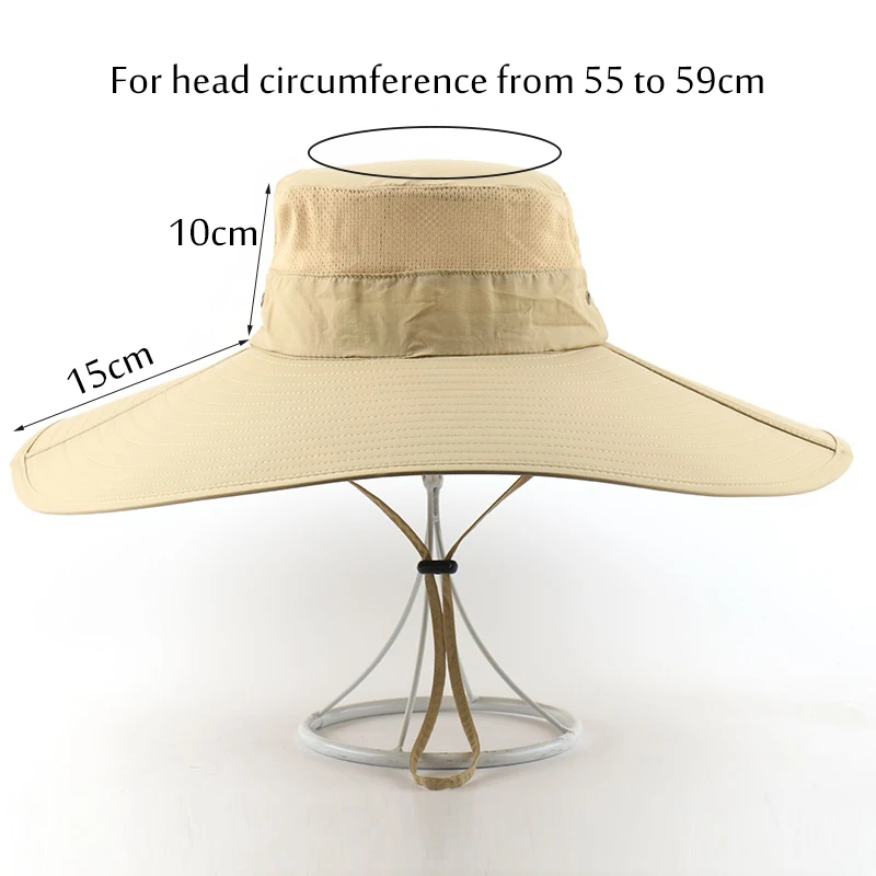 CAMOLAND 15cm Super Mare Margine Largă Găleată Pălărie de Vară UPF50+ Palarie de Soare Pentru Barbati Exterior Impermeabil Drumeții, Pescuit Respirabil Pălării