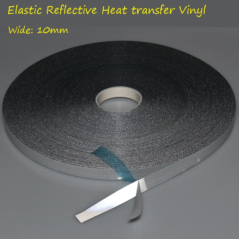 Mare Vizibilitate Material Elastic în condiții de Siguranță de Argint Reflectorizante DIY Bandă de Fier Pe Haine Tesatura de Transfer de Căldură Film de Vinil 10mm