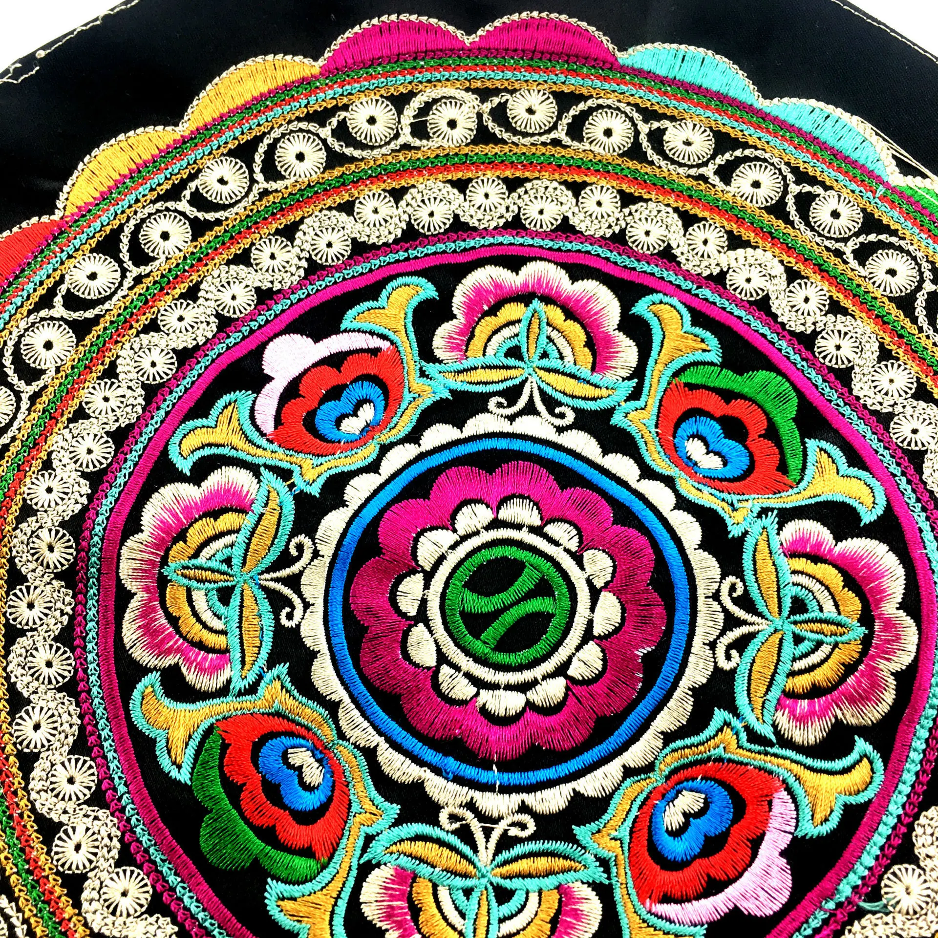 BOHO Moda Rotund Mare Mandala Broderie Patch-uri Coase pe Populară Chineză Flori Brodate Aplicatiile DIY Patch-uri pentru Haine