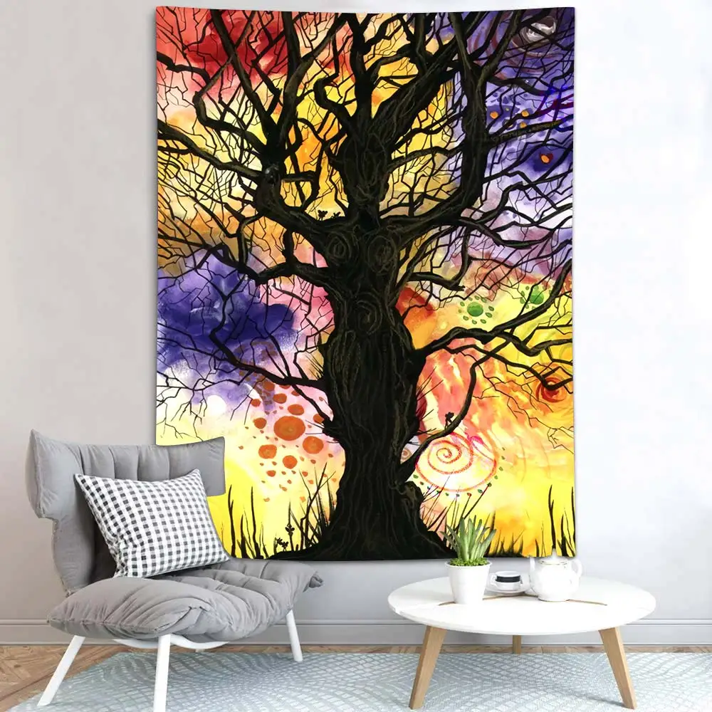 Simsant Copac plin de culoare Tapiserie Hippie Psihedelice Pădure Abstracte de Arta pe Perete Tapiserii pentru Living Home Decor Dormitor