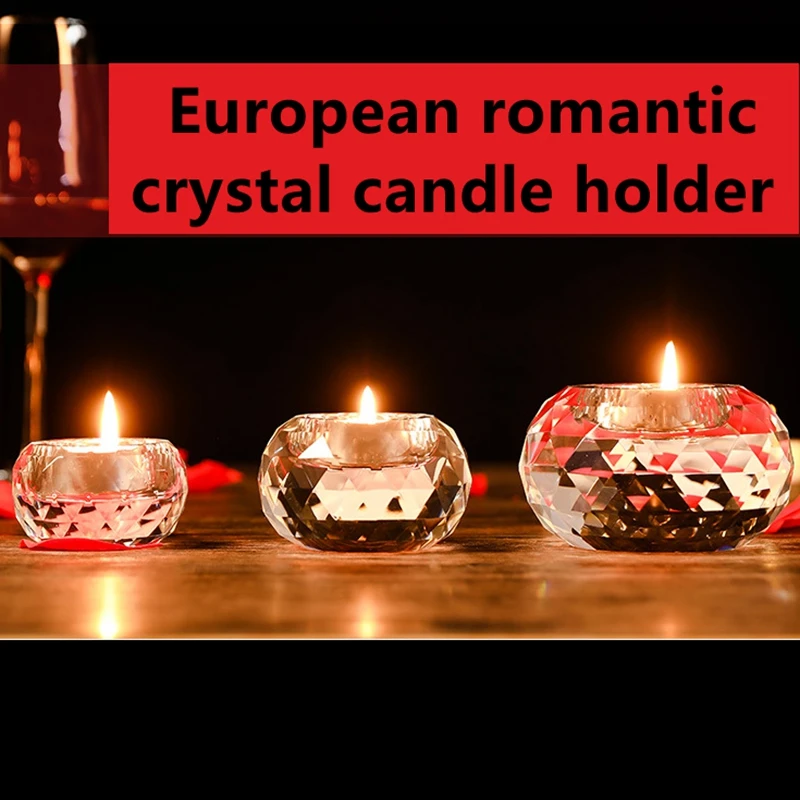 Europa Stil Rotund De Sticlă Suport Lumanare Nunta Sfeșnic Bine Cristal Transparent De Sticlă Sfeșnic De Luat Masa Decor Acasă