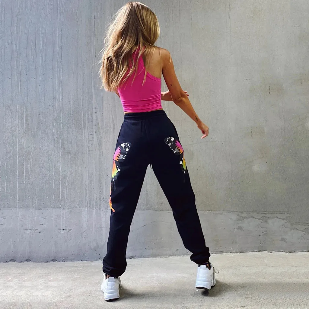 Fluture Model Largi Femei Jogger Trening Casual Mare Elastic Talie Pantaloni Harem Doamnelor Hip Hop De Moda Streetwear Pantaloni