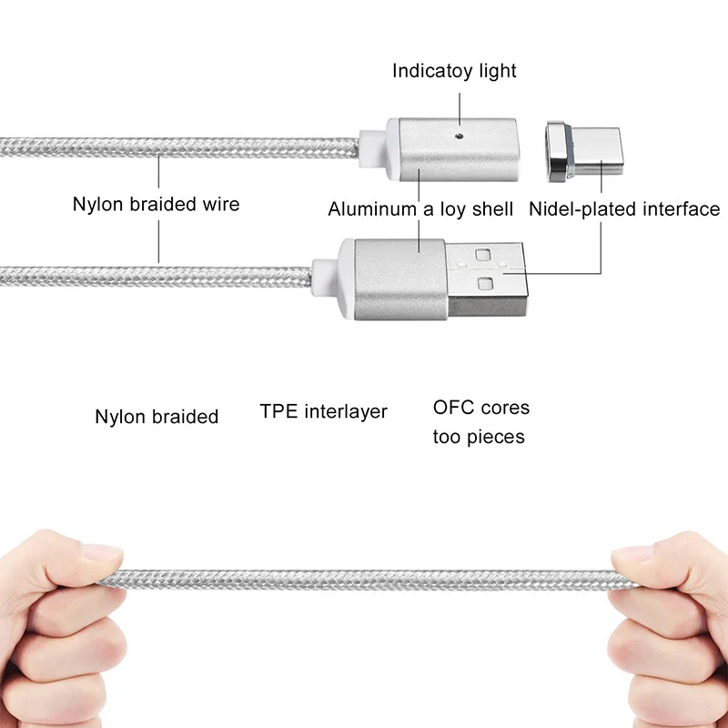 Magnetic Cablu 3 in 1 IOS/Tip C USB/Micro USB Încărcător de Telefon Cablu de Încărcare pentru Telefonul Android Pentru iPhone X 8 7 6 5 5s 6S Plus