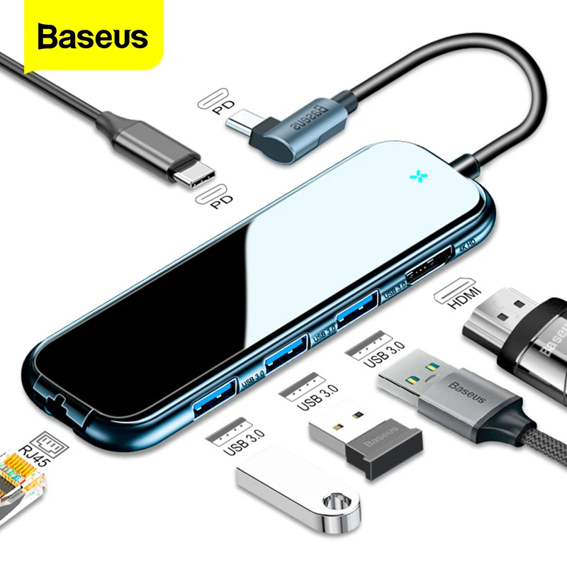 Baseus USB de Tip C HUB pentru HDMI, RJ45 Multi USB 3.0 USB3.0 Adaptor Pentru MacBook Pro Air Doc 3 Port USB-C HUB USB Splitter Hab