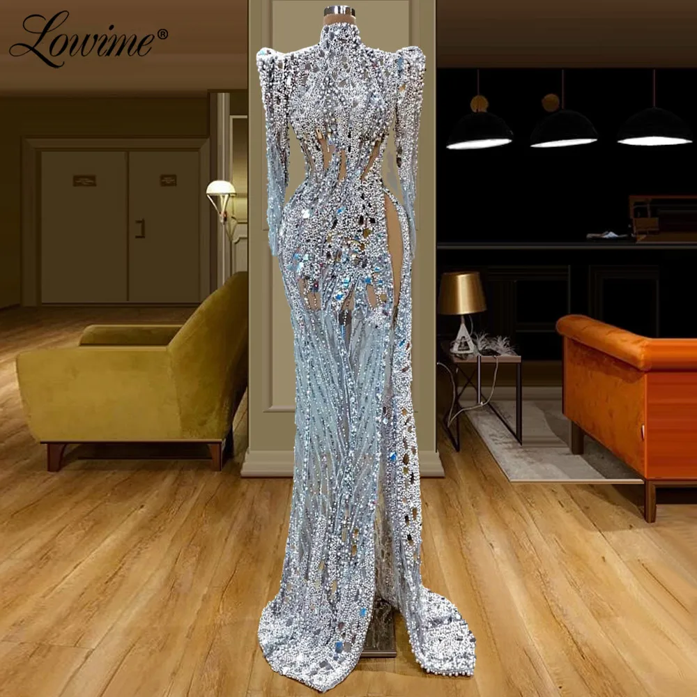 Halat De Serată Cristale Ștrasuri Din Mărgele Transparente Tul Rochii De Seara 2020 Couture Musulman Abiye Dubai Partid Rochie Vestidos Rochie De Bal
