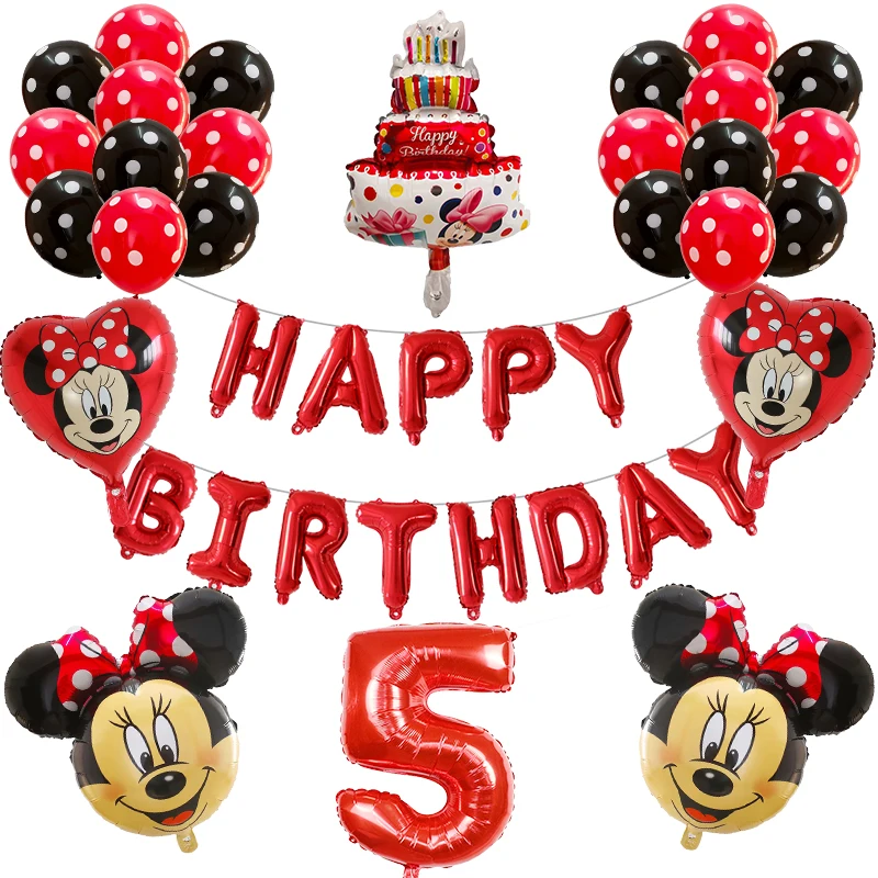 29pcs Mickey Minnie Mouse, baloane cu Mickey Mouse Petrecerea de Ziua Decor Copil de Dus 30inch Numărul de Balon copil jucării Globos consumabile