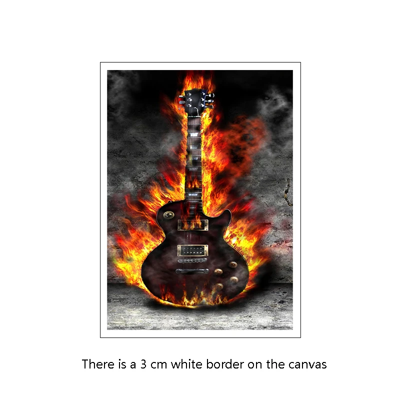 Tablou Canvas Imprimat Pictura Foc Foc la Chitară Arta de Perete Poster pentru Camera de zi Decor Fara Rama
