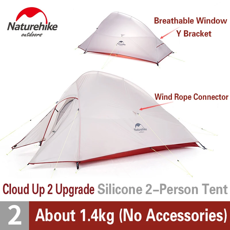 Naturehike Modernizate Cloud 2 Camping Cort 2 Persoane 20D / 210T Ultralight Călătorie Cort Dublu Strat Impermeabil în aer liber Echipamente