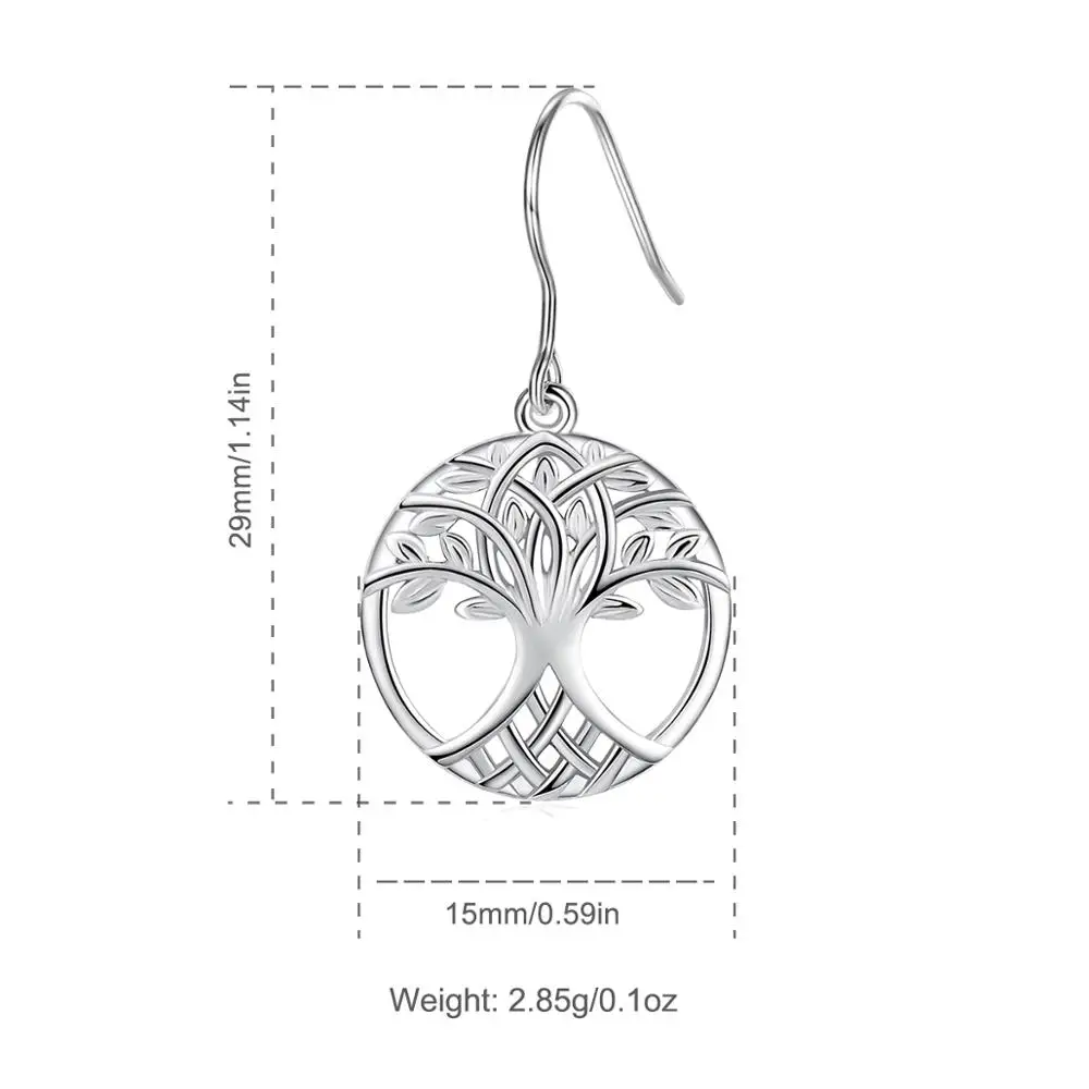 Eudora Reale argint Copacul vietii Picătură cercei cu acces gratuit cutie cadou bijuterii de moda pentru Femei, Omul cadou de Ziua CYE095