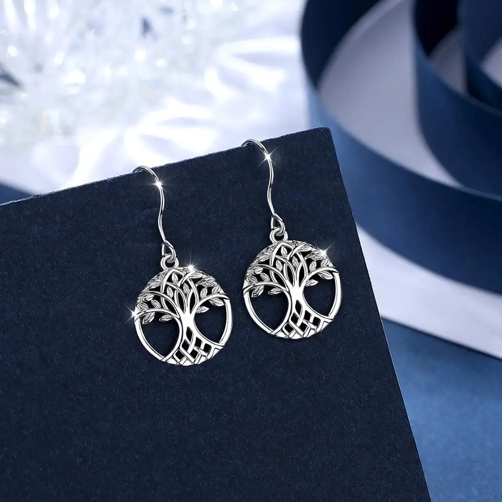 Eudora Reale argint Copacul vietii Picătură cercei cu acces gratuit cutie cadou bijuterii de moda pentru Femei, Omul cadou de Ziua CYE095