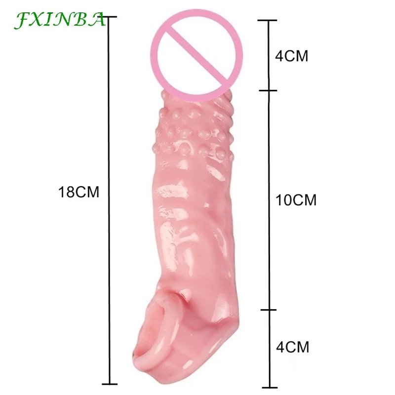 FXINBA 18cm Masculin Reutilizabile Penis Sleeve Testicul Sclavie Penis Extender Penis Inel de Prezervative Marirea Penisului Erectie Jucării Pentru Bărbați
