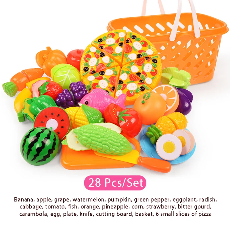 37pcs de Plastic pentru Copii de Mâncare de Jucărie Tăiat Fructe și Legume de Bucatarie Jucarii Copii, Jucarii Pentru Fete Pretinde Playset Jucarii Educative