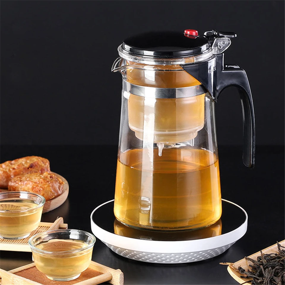 Seturi De Ceai Rezistente La Căldură De Sticlă Oală De Ceai Infuser Ceai Kung Fu Set De Ceai Ceainic Filtru De Cafea Din Sticlă De Birou Convenabil Ceai Vase