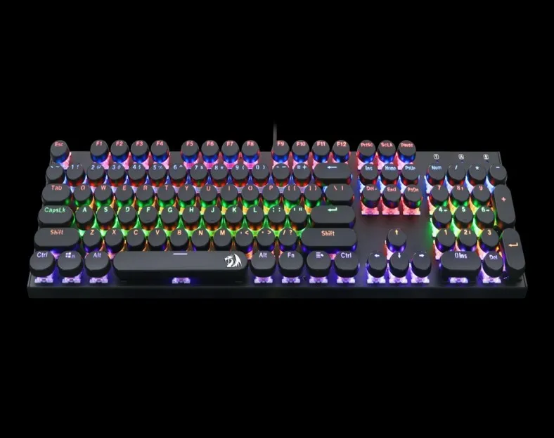 Redragon K350S Retro Tastatura cu led-uri Mecanic Clicky 104 Taste Compact Typewriter Keyboard Rotund Keycap Stilul Punk Albastru