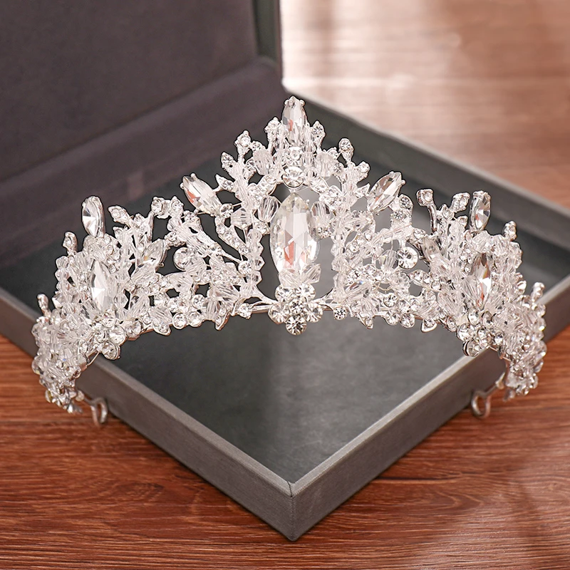 Argint Culoare Cristal Stras Coroana Mireasa Tiara Pentru Femei Ornamente De Păr Coroana De Mireasă Banda De Susținere Accesorii De Par De Nunta
