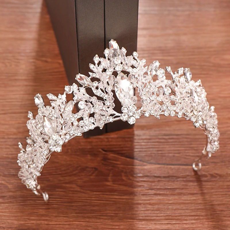 Argint Culoare Cristal Stras Coroana Mireasa Tiara Pentru Femei Ornamente De Păr Coroana De Mireasă Banda De Susținere Accesorii De Par De Nunta
